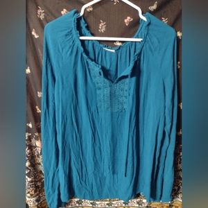 Teal bohemian blouse